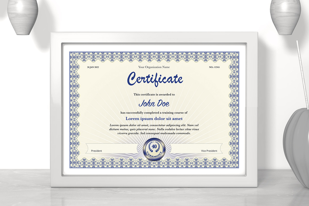 Simple, Clean Certificate Design, a Stationery Template by Aabhaas (Photo 2 of 2)