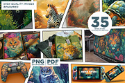 Wild Animal in Tropical Jungle Art, a Wallpaper Graphic by Vibrand Studio (Thumbnail 9 of 10)