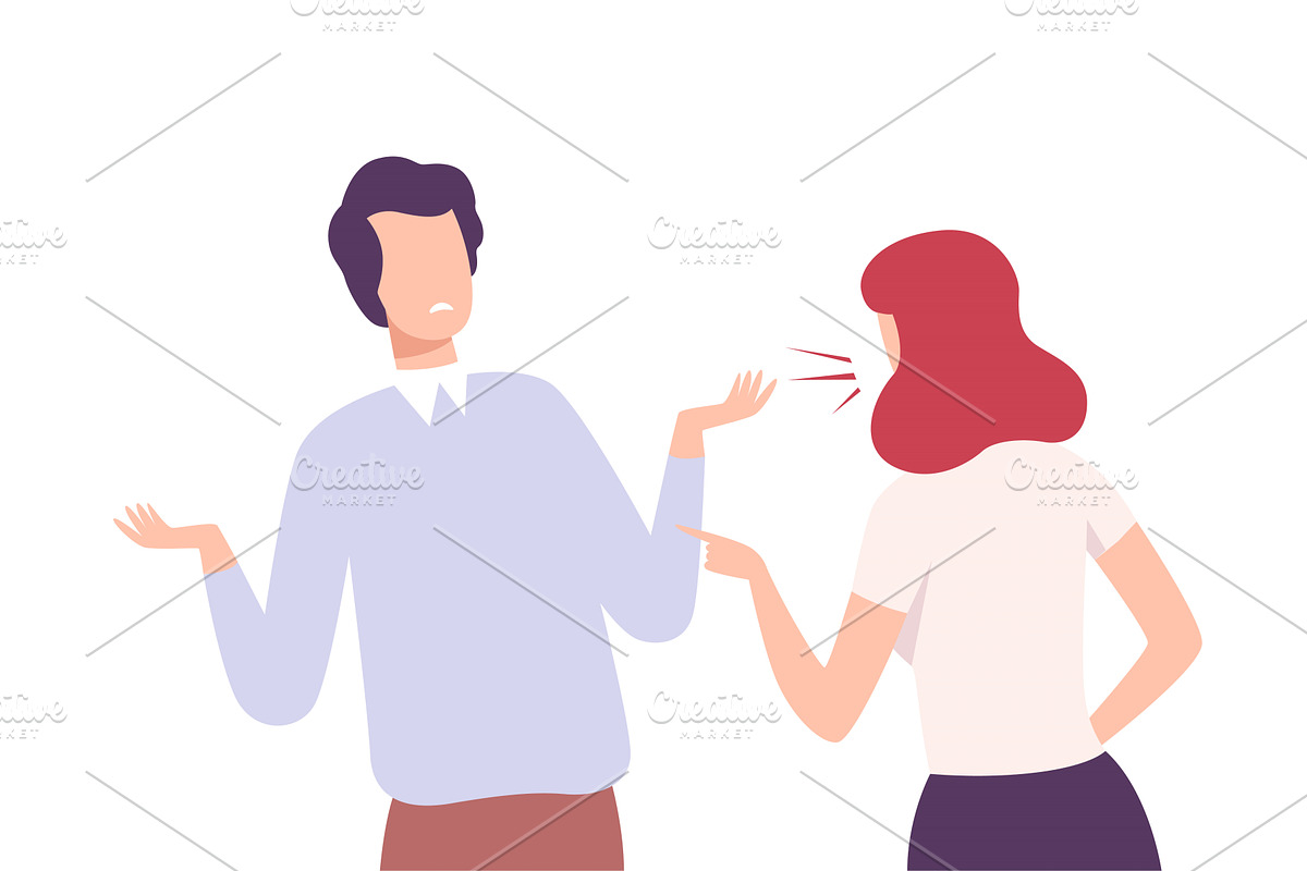 Young Woman Arguing and Shouting at, a Person Illustration by TopVectors