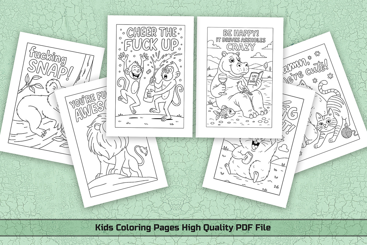Funny Animal Swear Coloring Page, an Animal Illustration by DesignDevisers (Photo 5 of 5)