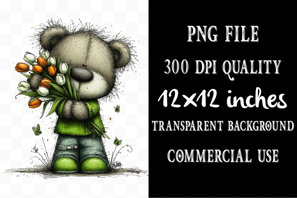 Whimsical Spring Teddy Bear PNG, an Illustration by Designking (Photo 4 of 5)