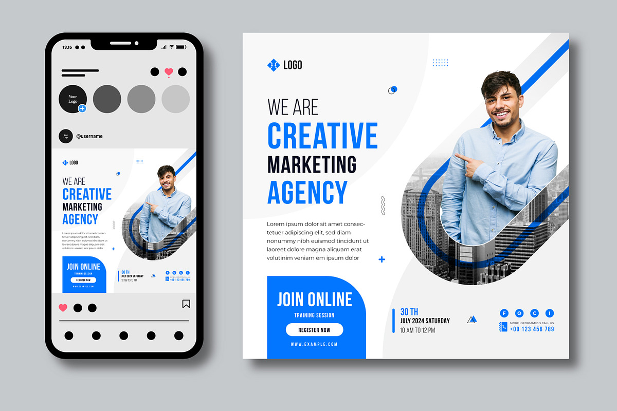 Business Social Media Post Layout, a Social Media Template by MightyDesign (Photo 1 of 5)