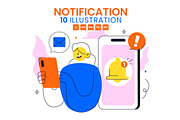 10 Notification System Illustration, a Technology Illustration by denayunebgt (Thumbnail 1 of 4)