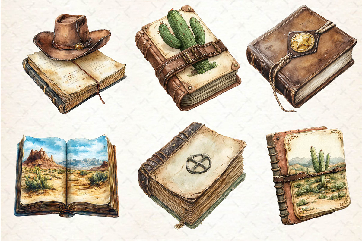 Watercolor Western Books Clipart, an Illustration by Dream Creation (Photo 5 of 7)