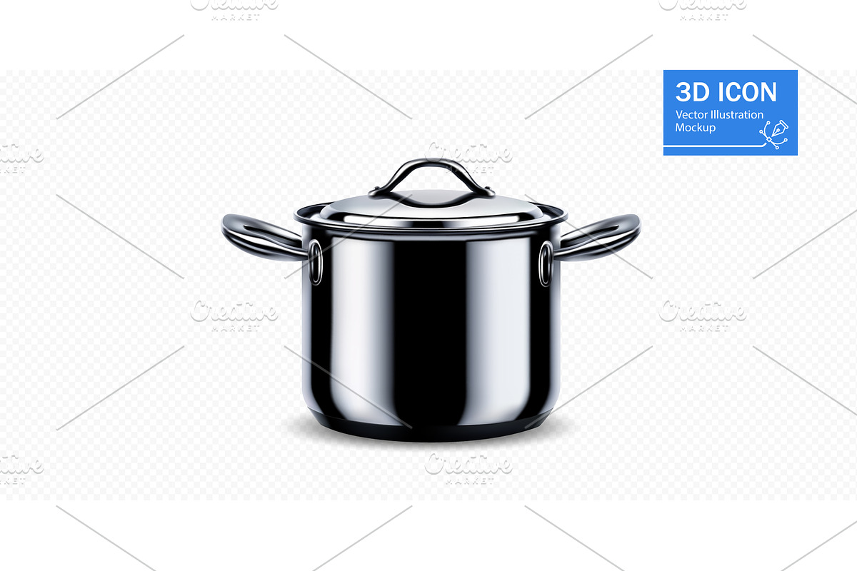 Stainless steel cooking pot with lid, a Food Illustration by ZinetroN