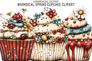Whimsical Spring Cupcake Clipart, an Illustration by designcity5 (Thumbnail 1 of 5)