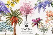 100 watercolor floral trees clip art, a Seasonal Illustration by Poppy Lane Studio (Thumbnail 1 of 12)