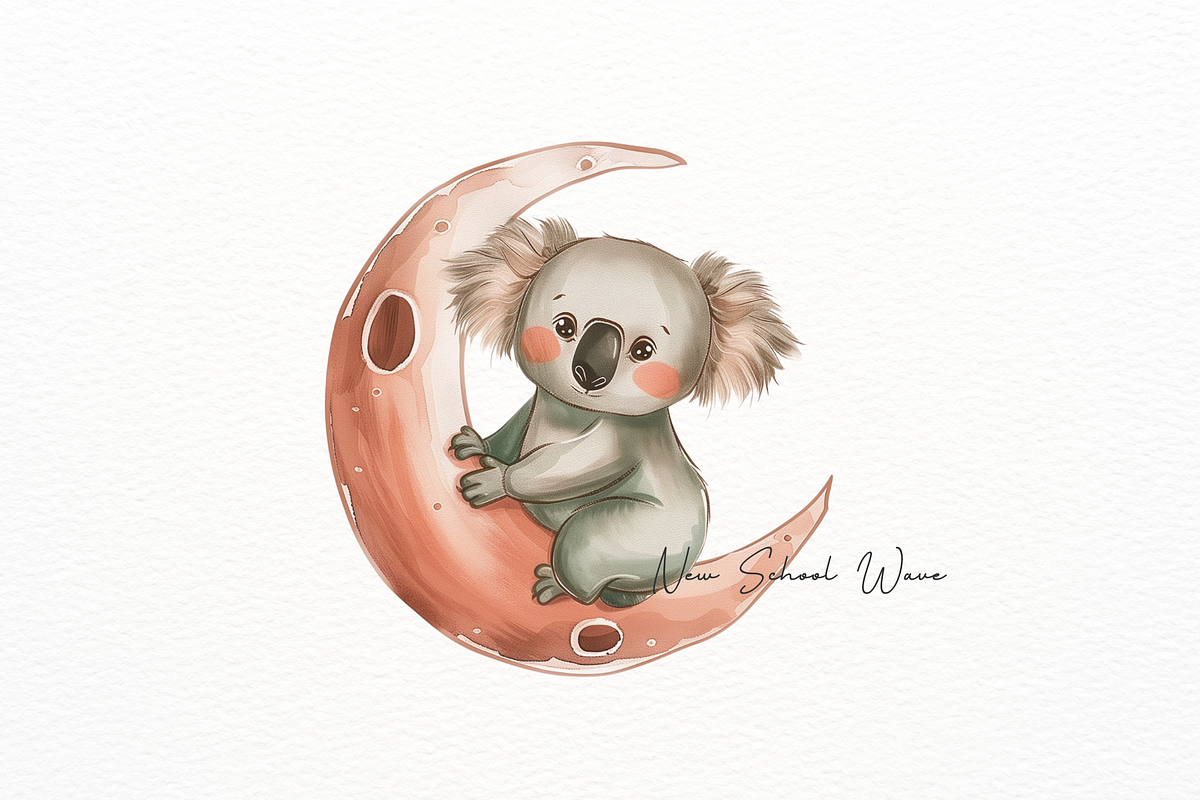 Chibi Koala on Moon Clipart, an Animal Illustration by New-School-Wave (Photo 2 of 5)