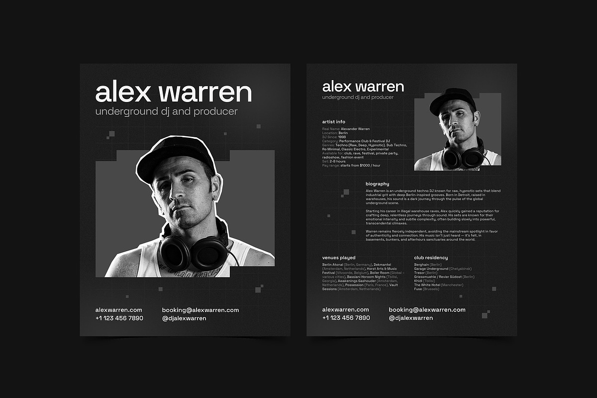Dark DJ Press Kit / EPK Template, a Resume Template by vinyljunkie (Photo 2 of 8)