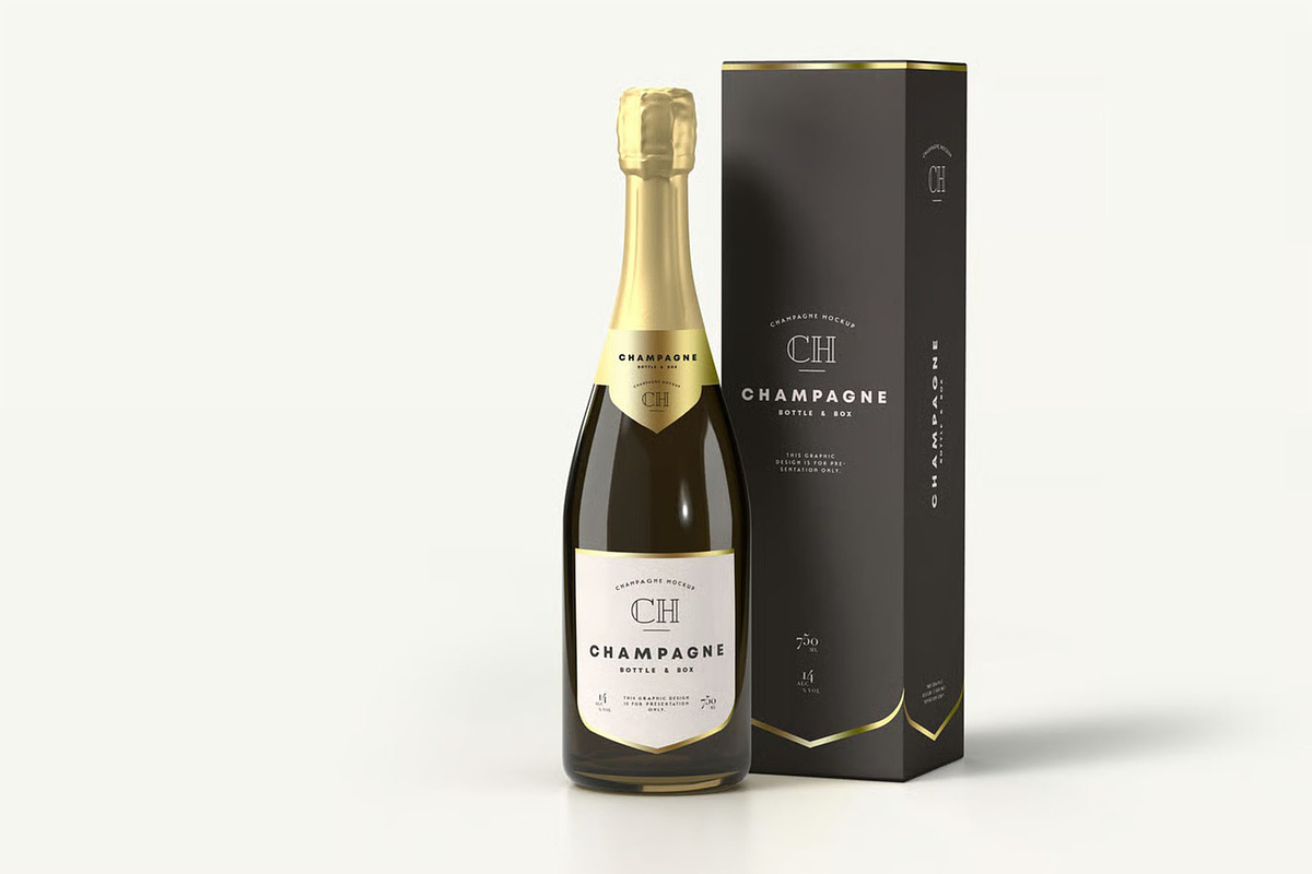 Champagne Bottle Mock-up, a Product Mockup by zippypixelstudio (Photo 8 of 16)