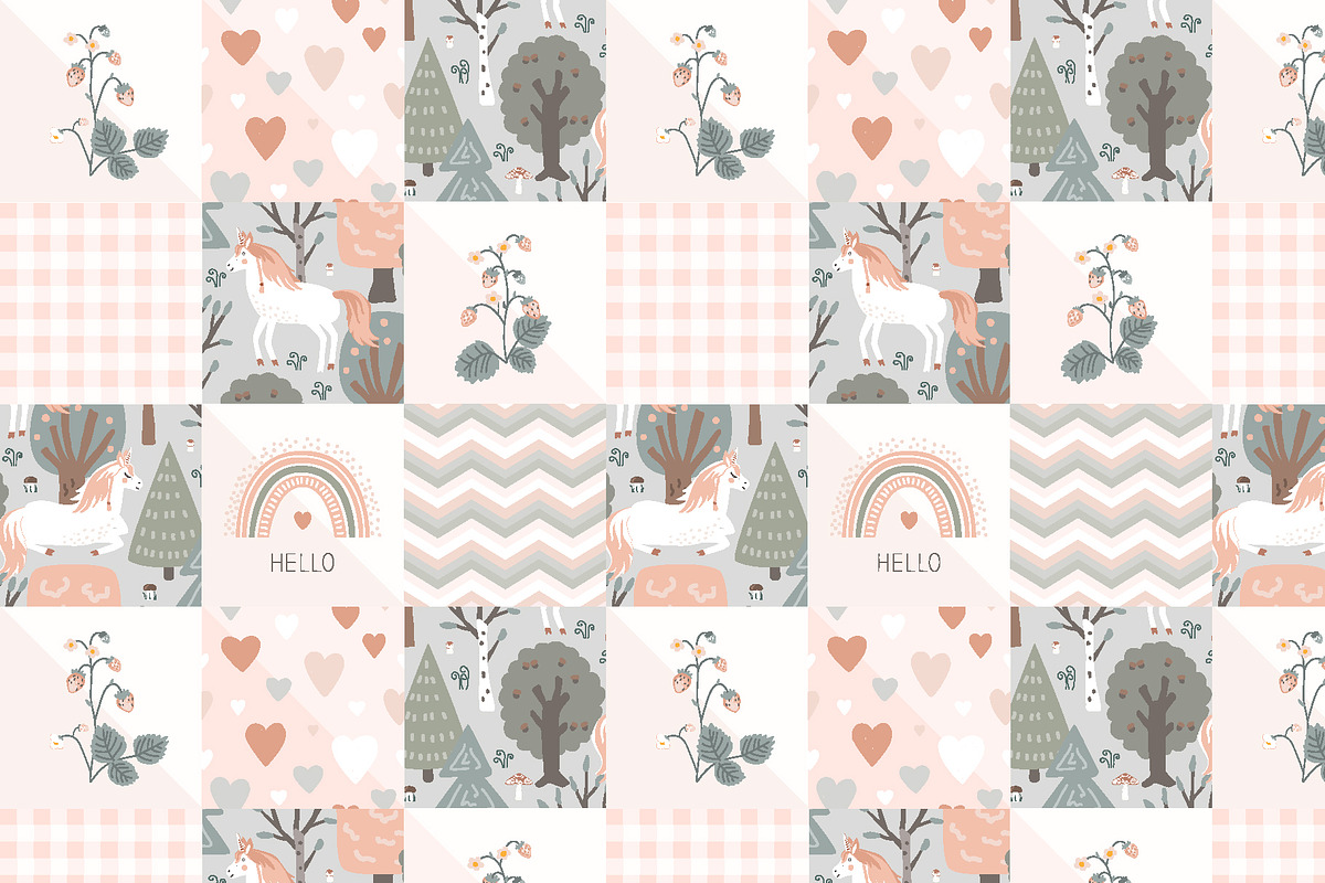 Unicorn Quilt Seamless Pattern, a Pattern Graphic by Toltemara (Photo 2 of 3)