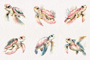 Summer Sea Turtle Clipart, an Illustration by CreationArt (Thumbnail 6 of 7)