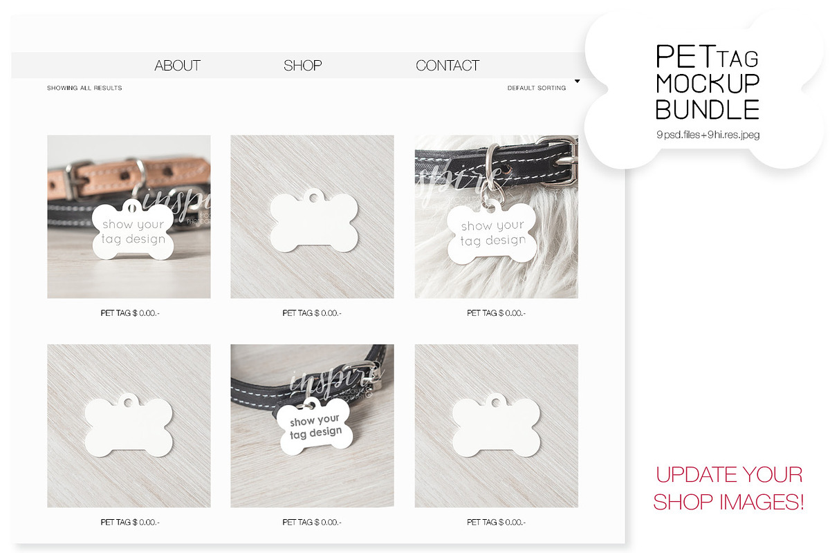 Bone Pet Tag PSD Mockup Bundle, a Product Mockup by Inspire Mockups (Photo 2 of 4)