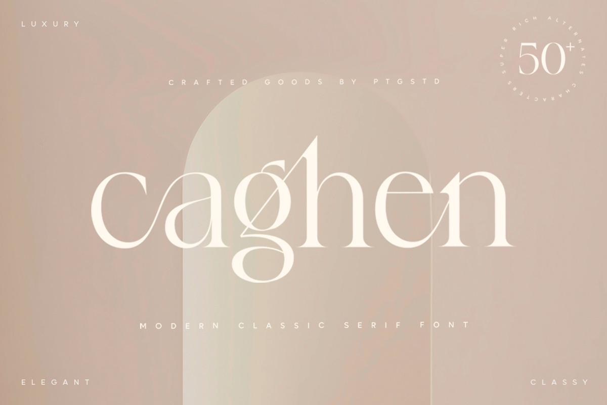 Caghen | Rich Ligature Serif, a Serif Font by Pentagonistudio (Photo 1 of 9)
