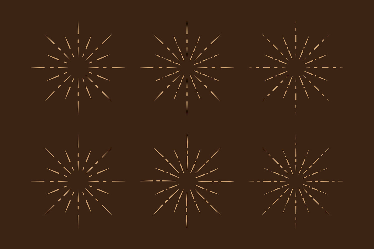 Vintage sunburst design elements, an Outline Icon by Saba Vector