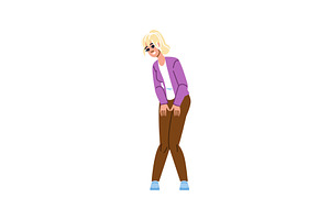 Woman holding herself needing to pee, an Object Illustration by pikepicture