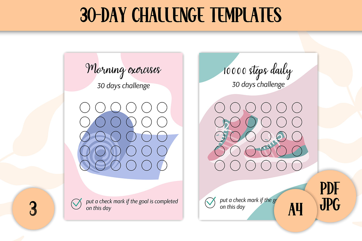 Habits Trackers Templates A4 PDF, a Stationery Template by AnnaViolet_store (Photo 5 of 9)