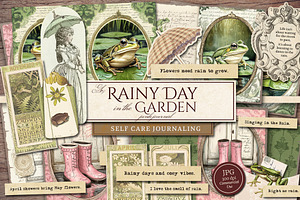 Rainy Day in the Garden Junk Journal, a Decorative Illustration by Secret Helper