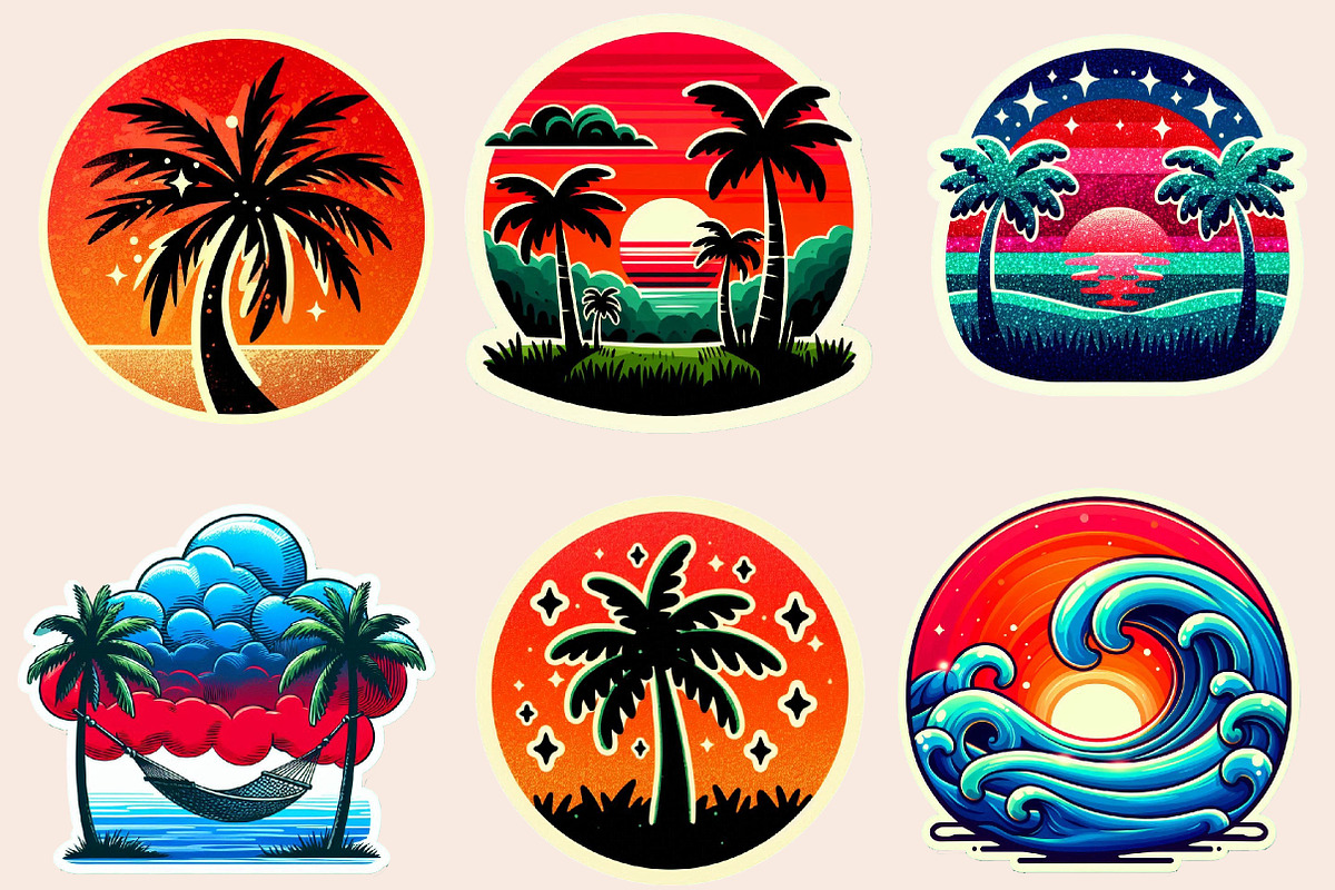 Sunset Sticker Clipart Bundle, an Illustration by Designworld (Photo 4 of 6)