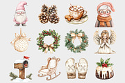 Watercolor Neutral Christmas Clipart, a Seasonal Illustration by Design Market (Thumbnail 3 of 5)
