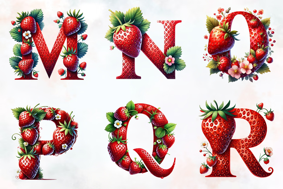 Spring strawberry Alphabet clipart, an Illustration by RobertsArt (Photo 6 of 7)