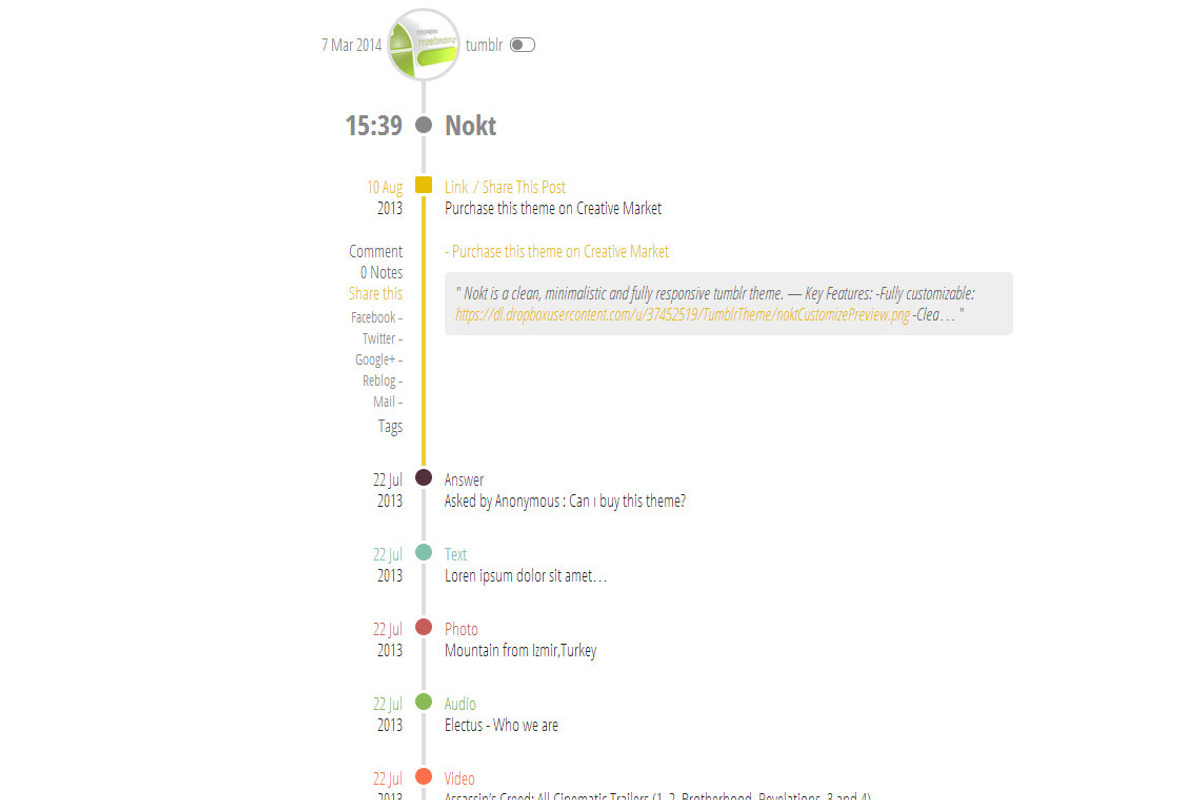 Nokt - Timeline Tumblr Theme, a Websites & App Template by mselmany (Photo 3 of 5)