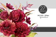 Burgundy Botanical Boho clipart set, an Illustration by KarinkaBU (Thumbnail 8 of 9)