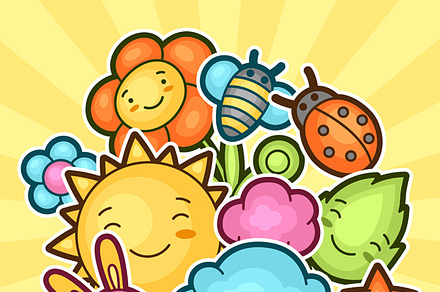 Cute child backgrounds with kawaii., a Card Template by incomible