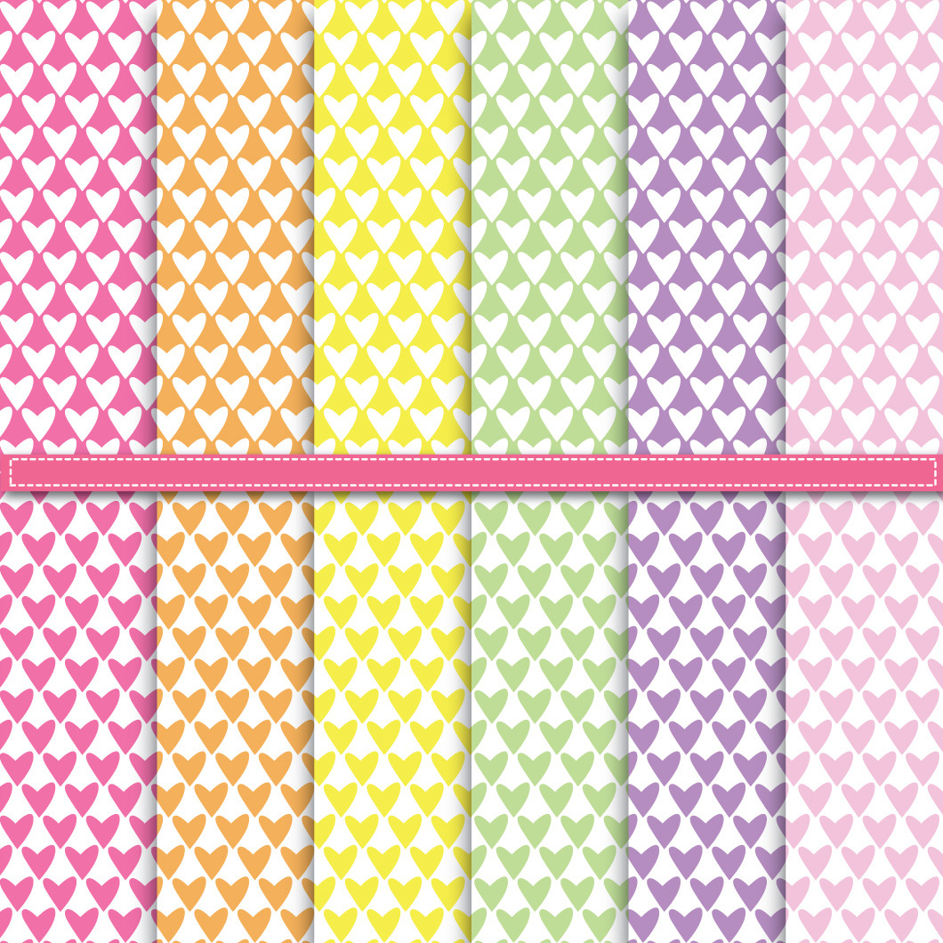 Lovely Heart Shape Digital Paper, an Illustration by YenzArtHaut