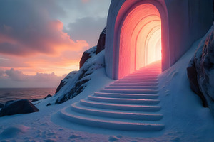 Glowing Archway Winter Landscape JPG, a Nature Photo by Aura Canyon HQ