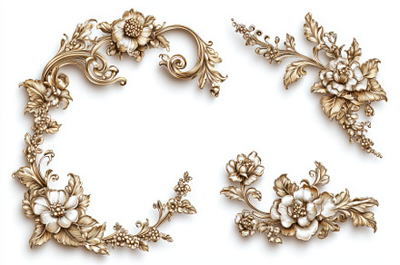 Golden floral ornaments elegant desi, an Abstract Photo by Pixeness