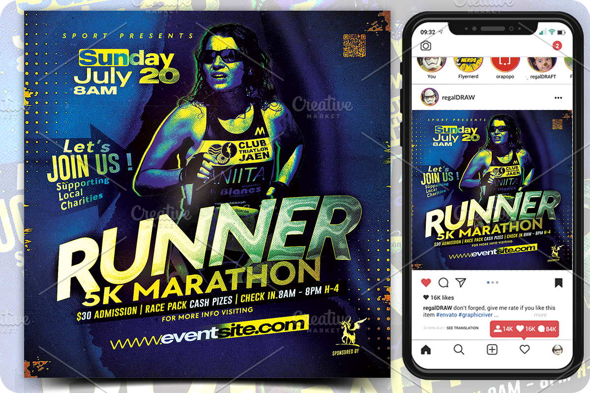 5K Marathon Sport Event Flyer, a Flyer Template by regalDRAW (Photo 1 of 3)