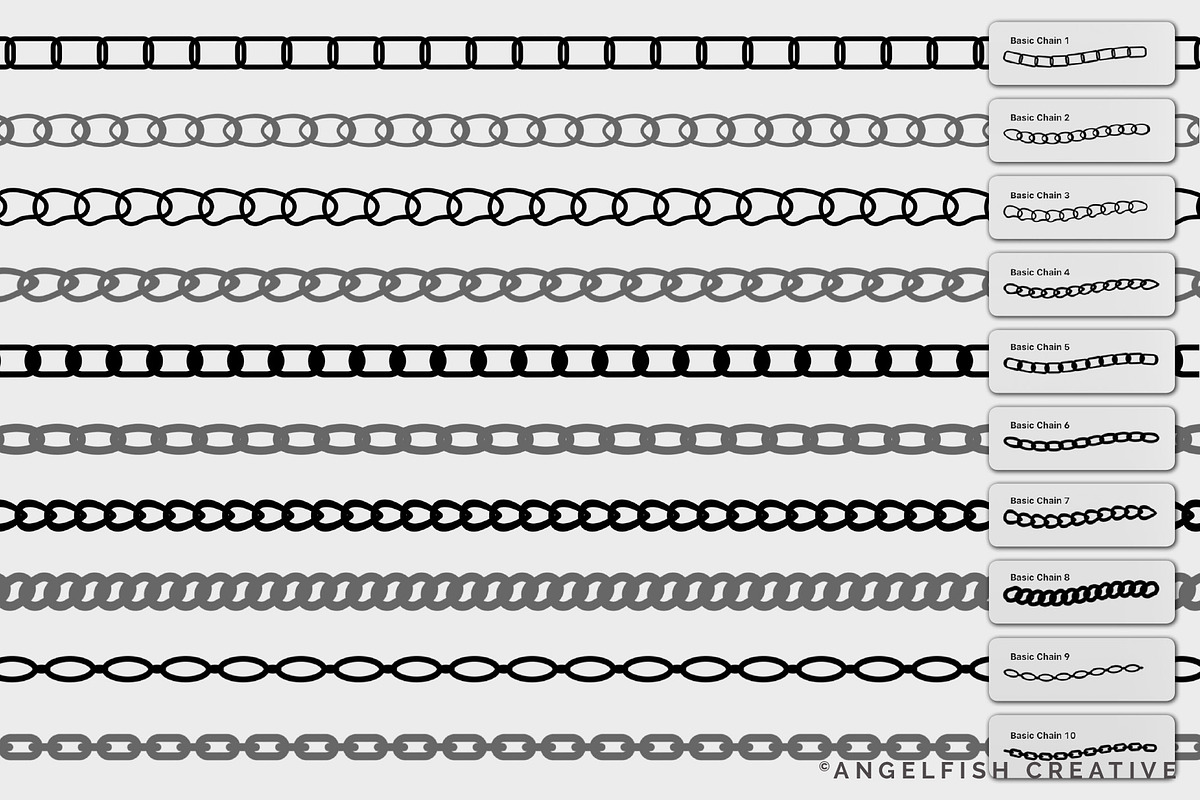 Basic Chains Brushes for Procreate, a Brush Add-On by AngelfishCreative (Photo 2 of 5)
