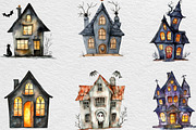 Watercolor Halloween House Clipart, an Illustration by Black Bird Studio (Thumbnail 6 of 6)