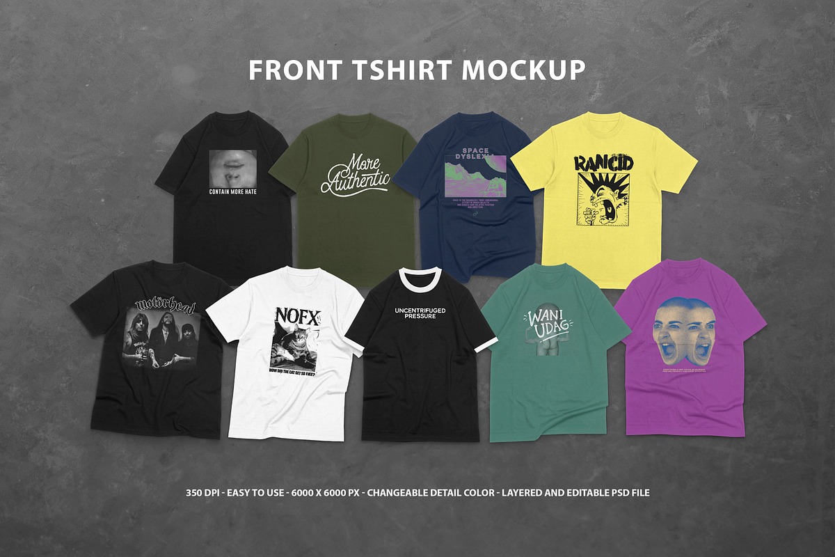 9 Realistic Front T-shirt Mockup, a Shirt Mockup by Uncentrifuged Pressure (Photo 1 of 11)