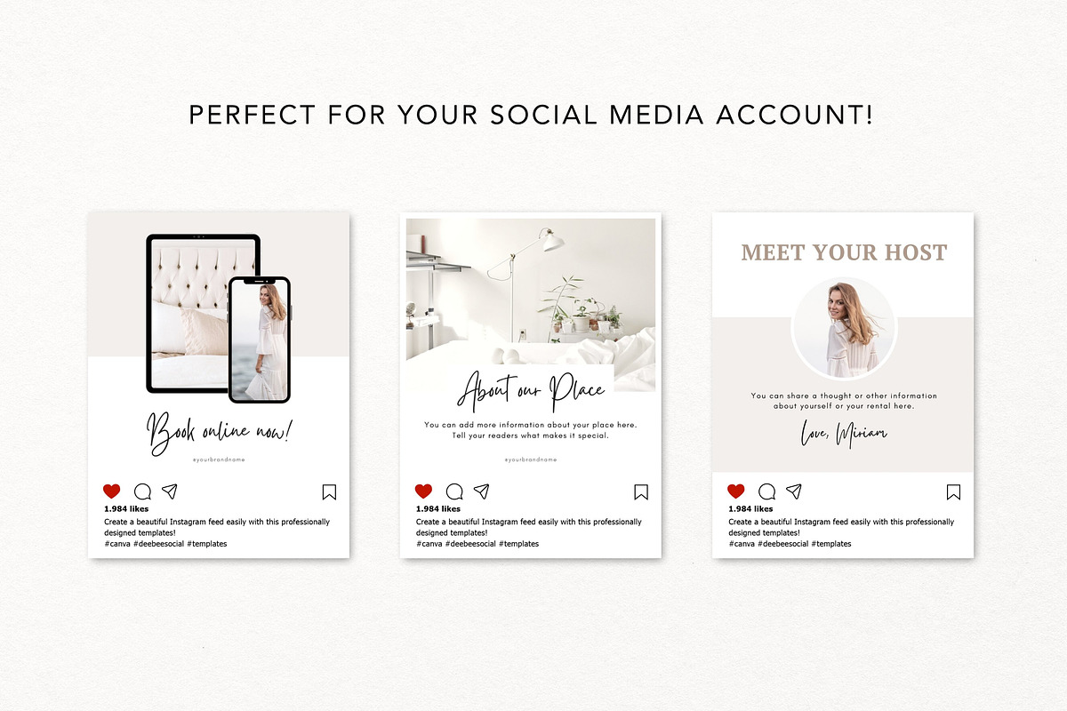 Airbnb Instagram Templates Canva, a Social Media Template by DeeBeeDesign (Photo 8 of 10)