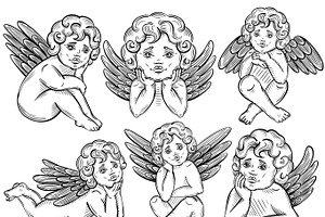 50 Angels Cupids Procreate Stamps