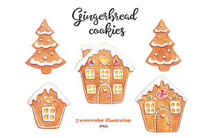 Watercolor gingerbread house