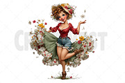Whimsical Spring Western Girl Clipar, an Illustration by Craft Nest (Thumbnail 12 of 12)