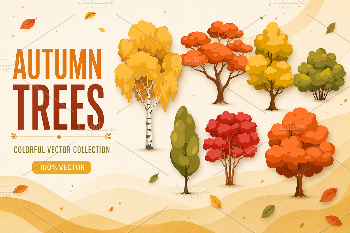 Autumn Trees Illustrations, a Seasonal Illustration by alexdndz (Photo 1 of 3)