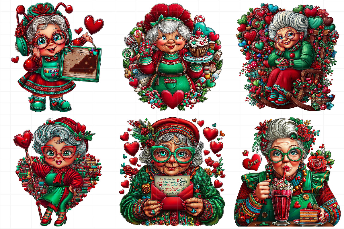 Valentine Old Lady Birthday Clipart, an Illustration by Daily.Designs (Photo 7 of 8)