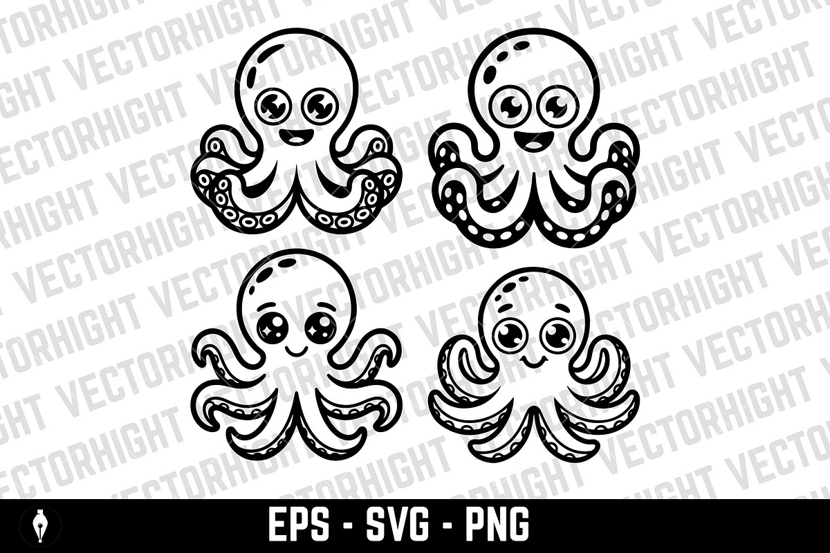 An adorable octopus, an Animal Illustration by Vectorhight (Photo 1 of 3)