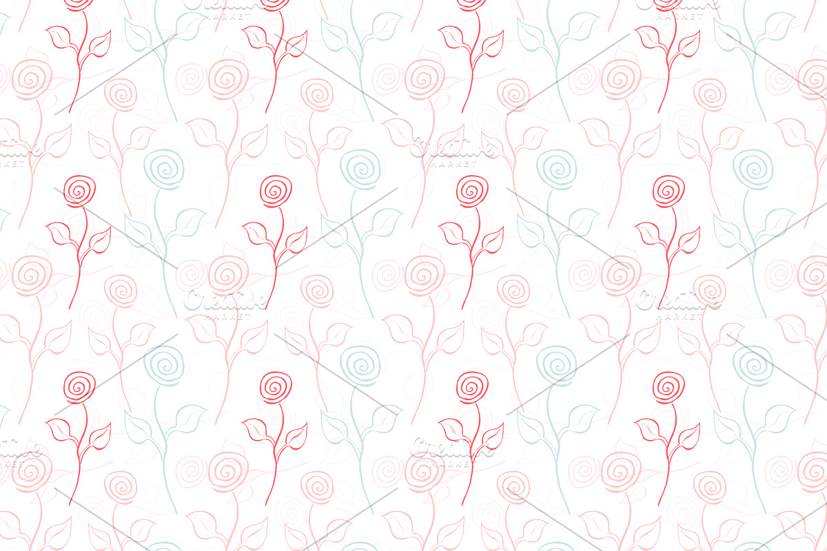 12 Pink Blue Floral Patterns Set preview 3
