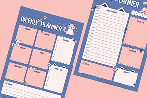 Cute Cat Weekly Daily Planner