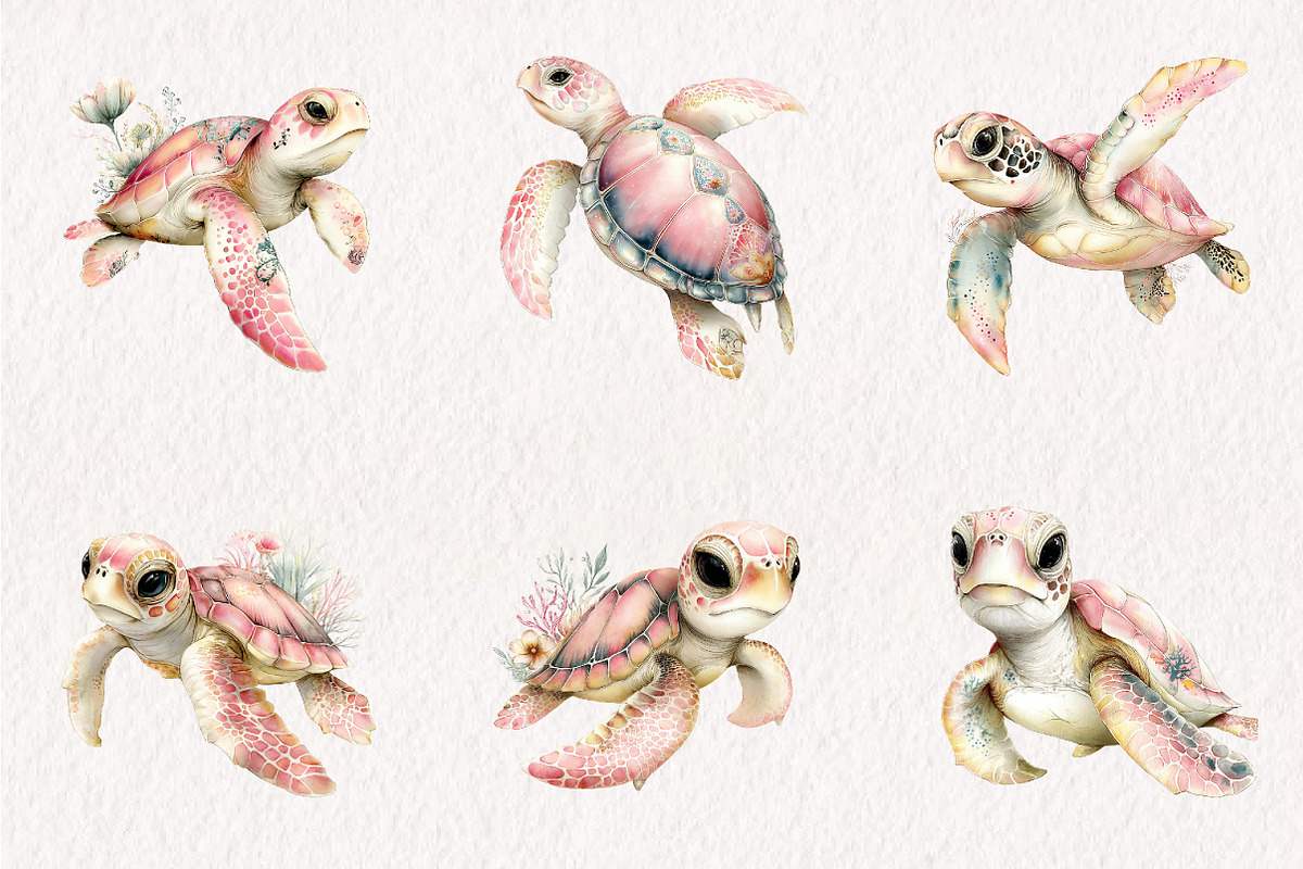 Summer Sea Turtle Clipart, an Illustration by CreationArt (Photo 7 of 7)