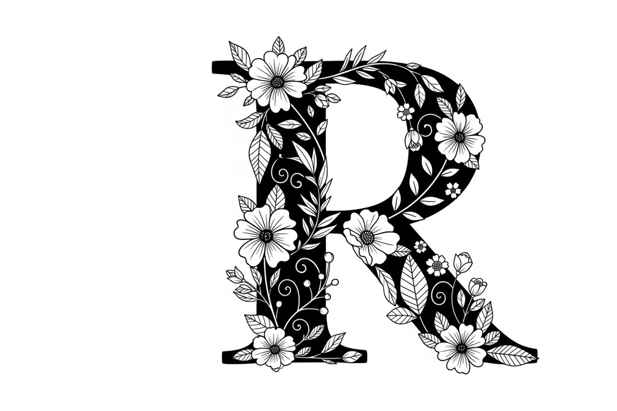 Beautiful flower alphabet set floral, an Illustration by Amazin_art (Photo 29 of 31)