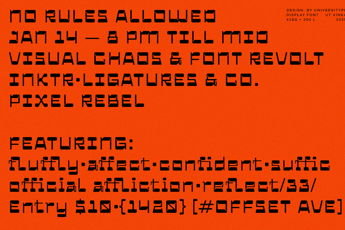 UT Xinka - A Reverse Display Font, a Sans Serif Font by Universitype (Photo 7 of 12)