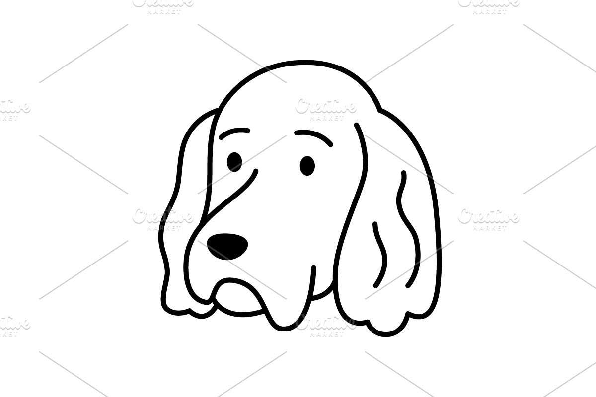 Sad looking dog with long droopy, an Animal Illustration by GraphiShop