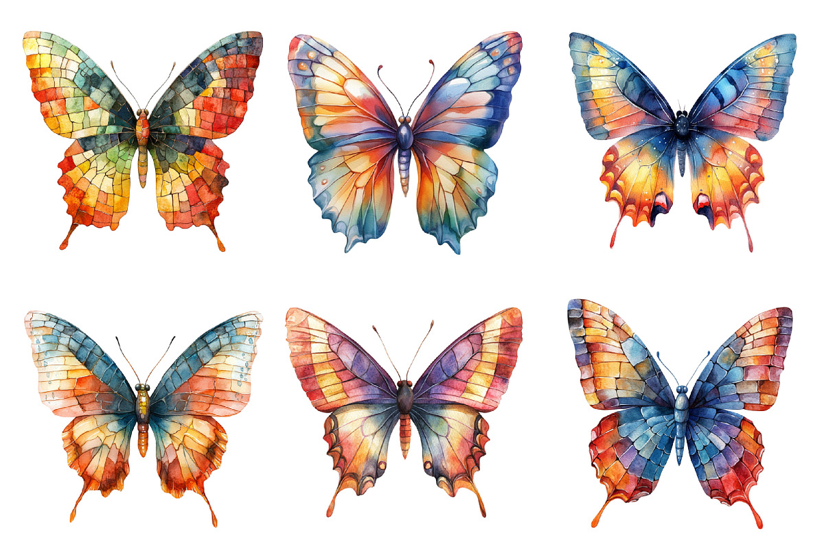 Beautiful Mosaic Butterfly Clipart, an Illustration by SinaCreation (Photo 3 of 5)
