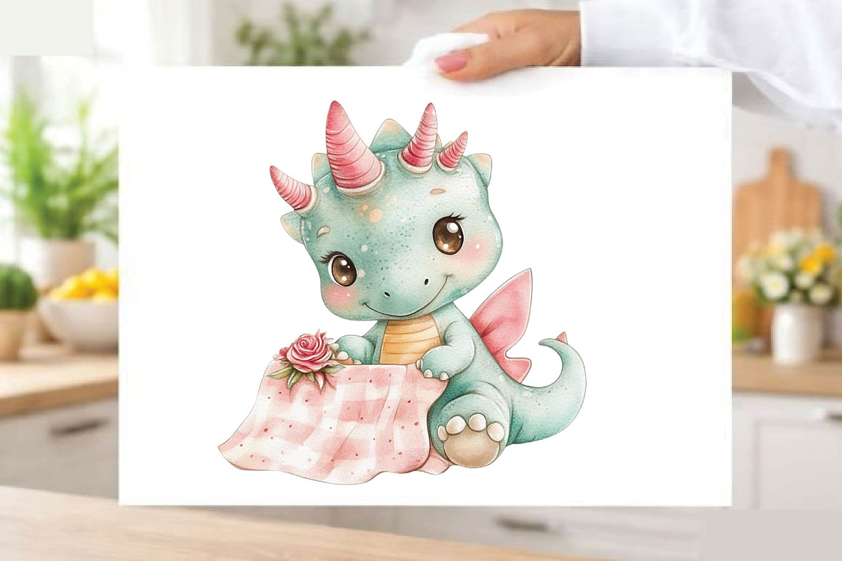 Watercolor Baby Dino Clipart Bundle., an Illustration by SVGArt (Photo 8 of 9)
